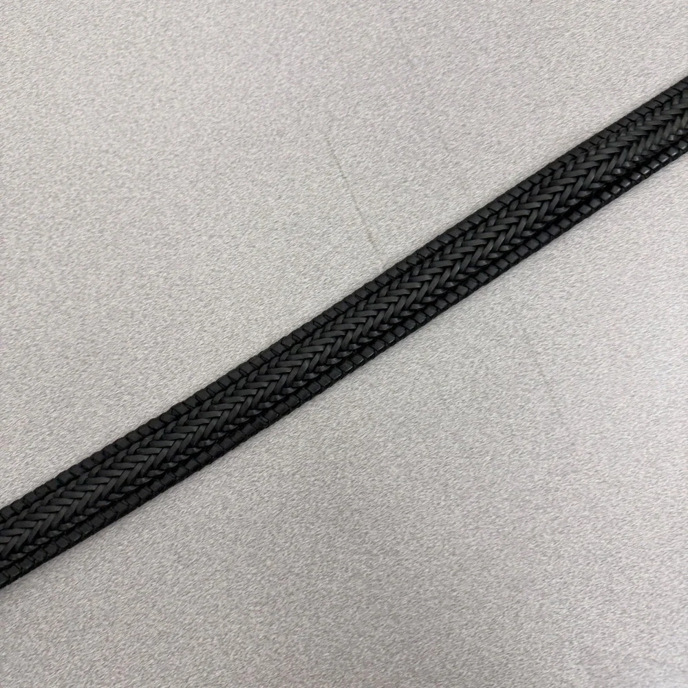 Brighton Belt Mens 32 Black Braided Leather Solid Brass Buckle Woven Classic
